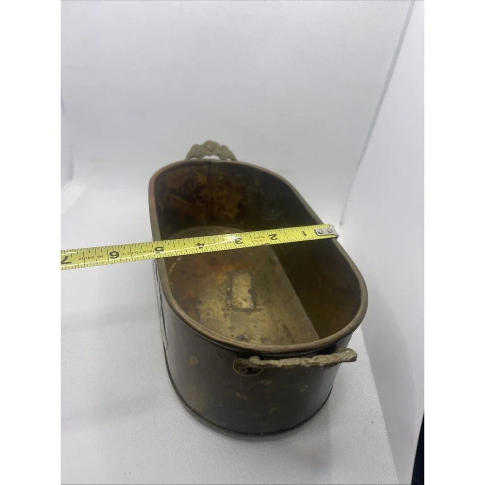 Vintage copper Duck planter with brass handles oval hand made VERY RARE